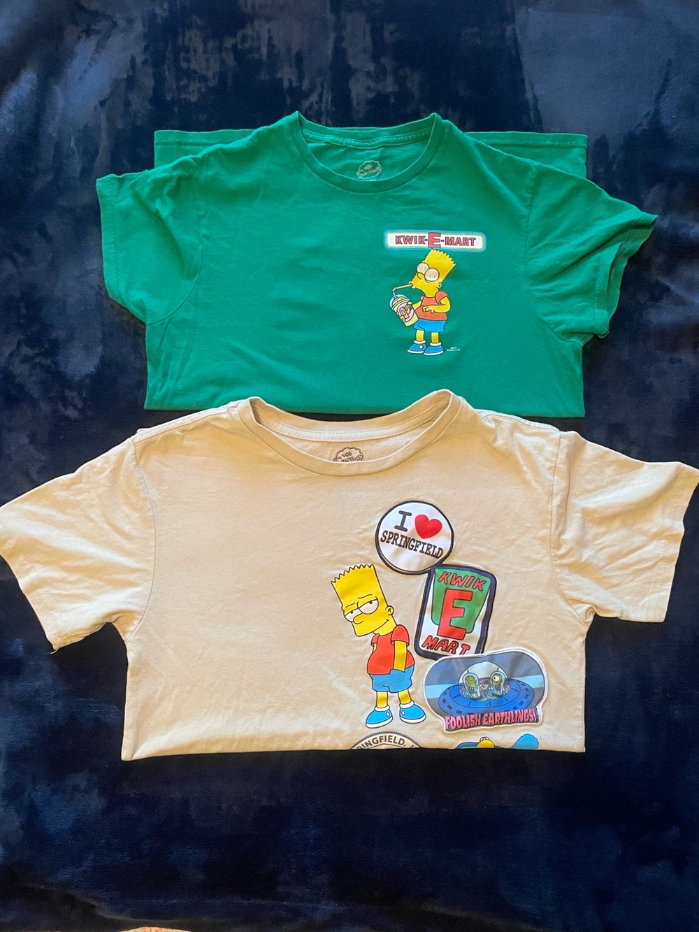 The Simpsons Bart Graphic Tees ( Unisex Lot of 2) - Green & Cream